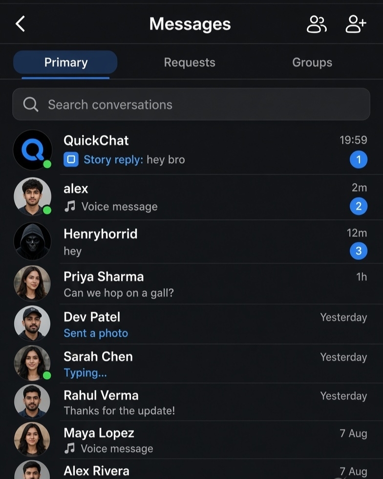 Real-time chat on QuickChat